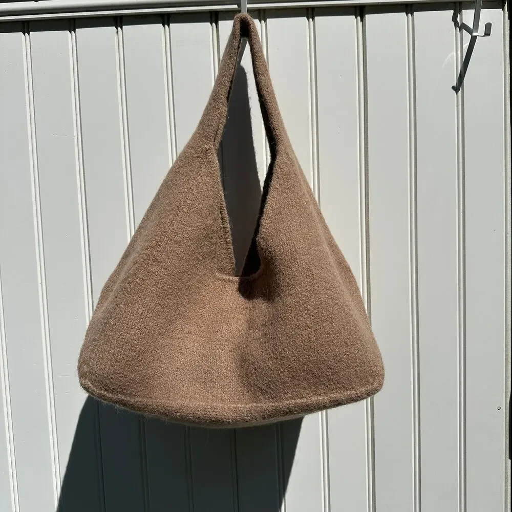 Lauren Manoogian Baby Bindle Bag Putty Cork Camel Highland Wool Alpaca Knit NWT - Picture 6 of 16